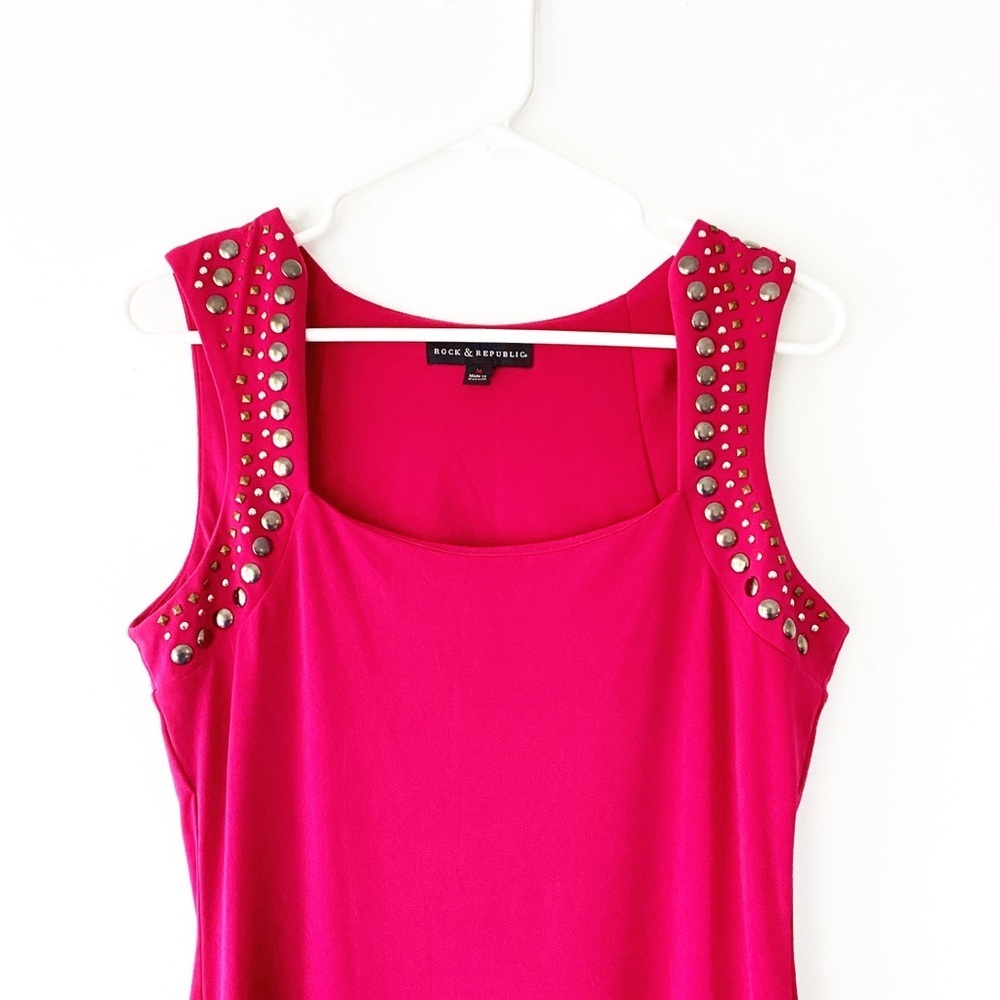 Rock & Republic Fuchsia Pink Studded Bodycon Dress | Size Medium - Picture 5 of 10